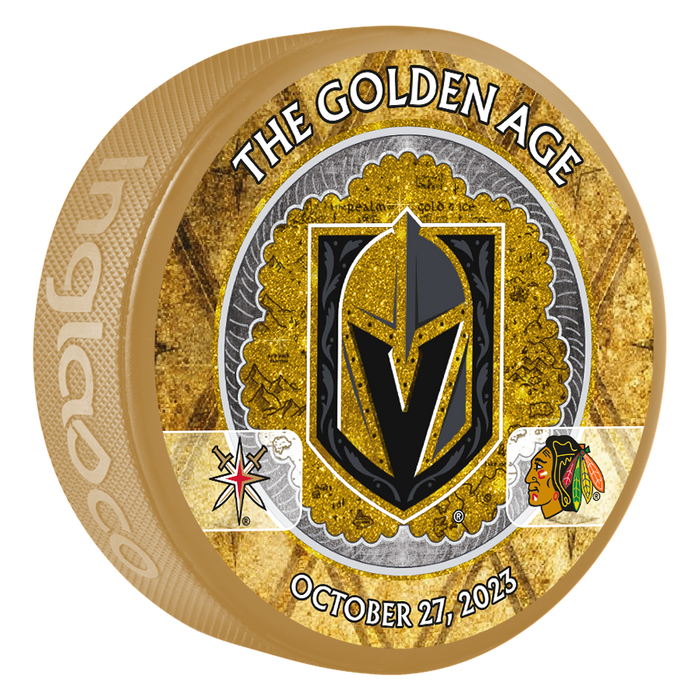 CHI vs. VGK Match-Up Puck - 10/27/2023 - GOLD / Each - Puck