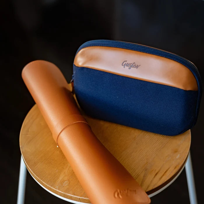 Echo Tech Pouch – flat lay with desk accessories