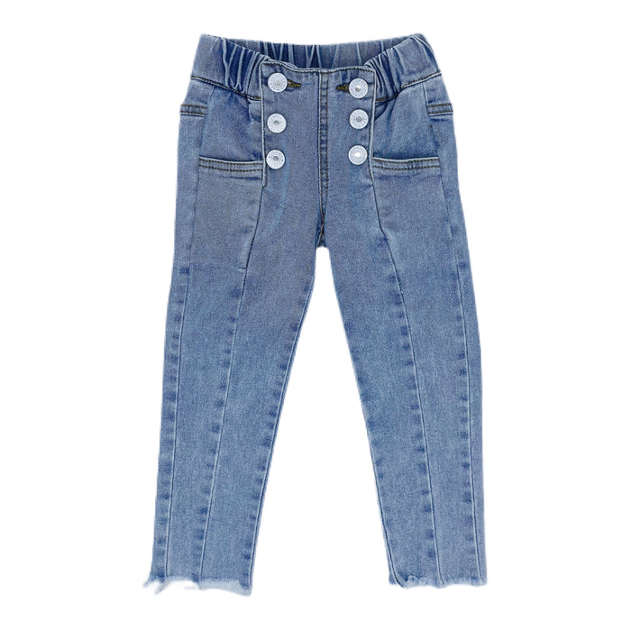 Double Button Creased Straight Leg