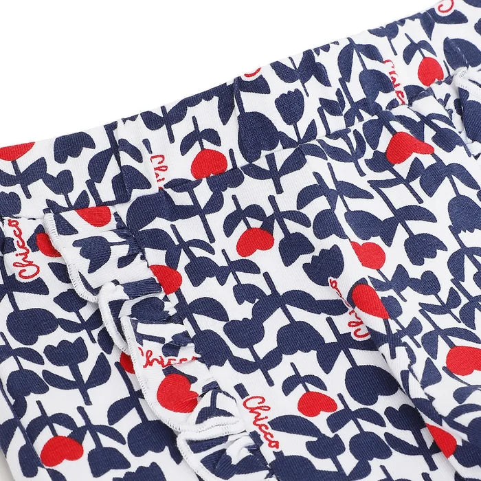 Girls Blue Floral Printed Shorts