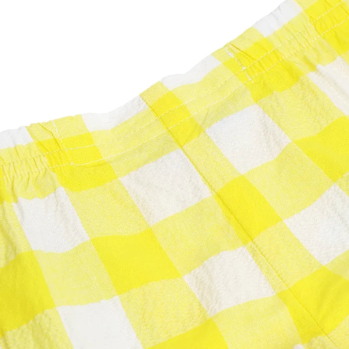 Girls Yellow Checked Shorts