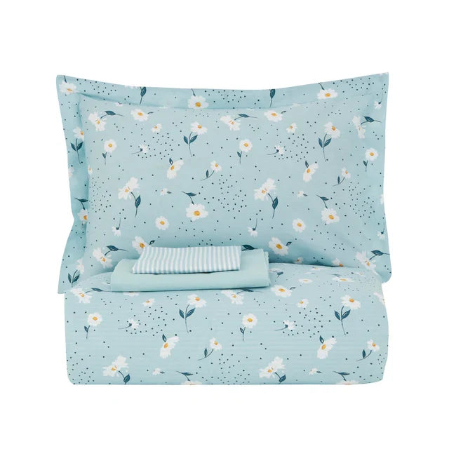 Karaca Daisy Housse de Couette 100% Coton Double Taille, Menthe