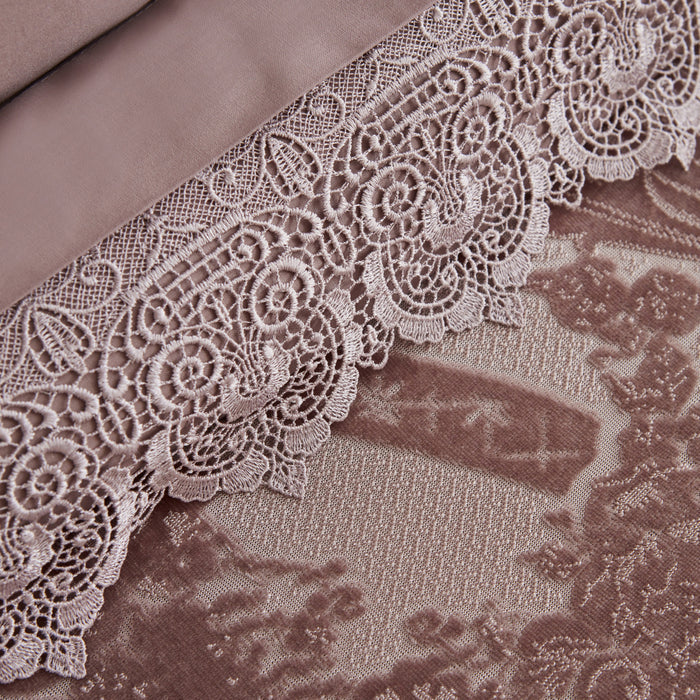 Karaca Home Valeria Queen Coffret de Mariage 8 Pièces Rose Poudré