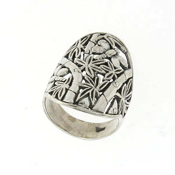 Samuel B. Pakerisan Sterling Silver ring with a butterfly and floral design.