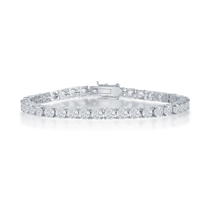 Sterling Silver 4mm Prong Set Cubic Zirconia Tennis Bracelet, 7.5".