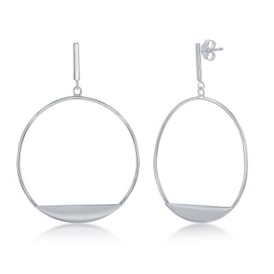 Sterling Silver Bar with Designed Hoop Earrings