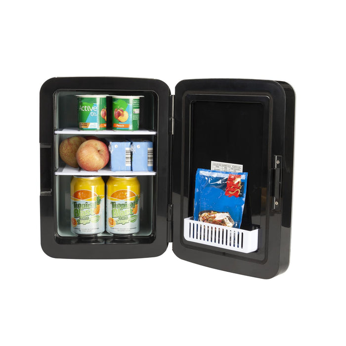 Small black refrigerator with open door - Buy Now Ice Cream & Dessert Maker + Black 10L Mini Fridge
