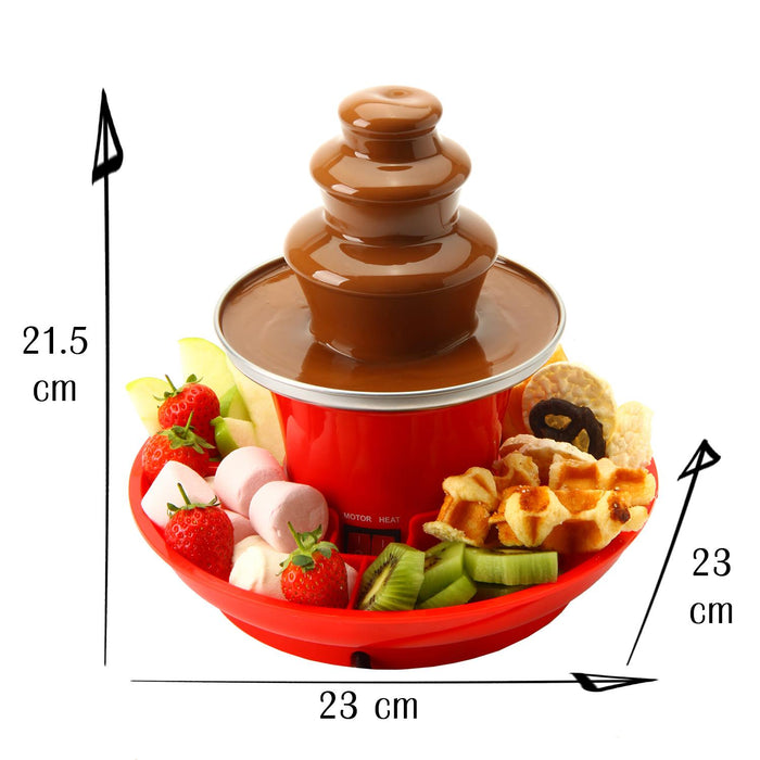 Chocolate fountain with dimensions labeled - Buy Now Round Waffle Maker + Chocolate Fountain Fondue Set Fondue Set With Party Serving Tra