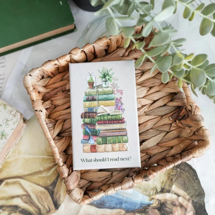 Our What to Read Next Deck of Cards is a deck of 24 matte laminated cards with bookish designs and book choice suggestions.