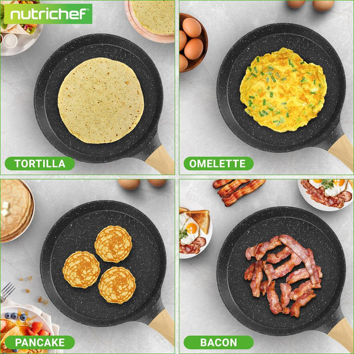 11" Non-Stick Crepe Pan, Easy Clean Marble Coating, Includes Spreader