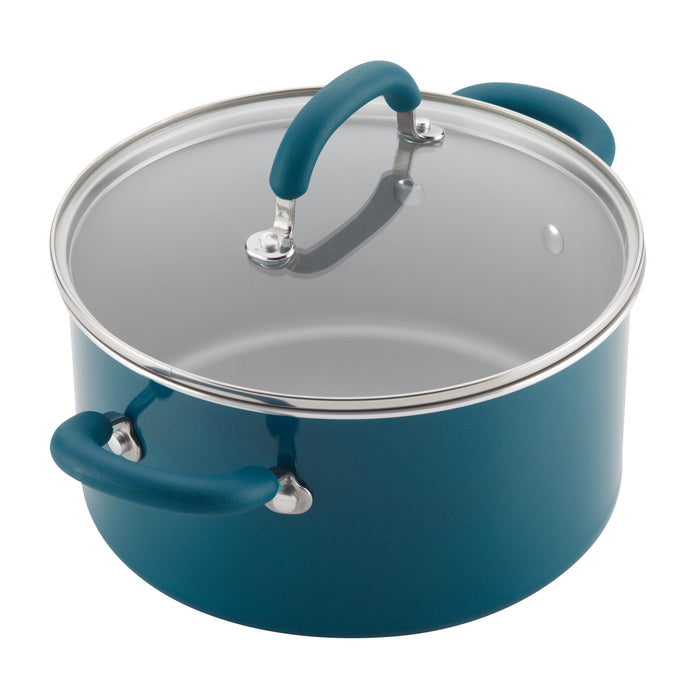 13-Piece Nonstick Induction Cookware Set, blue, glass lids, dishwasher safe.
