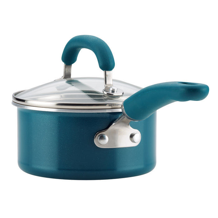 13-Piece Nonstick Induction Cookware Set with glass lid, dishwasher safe.