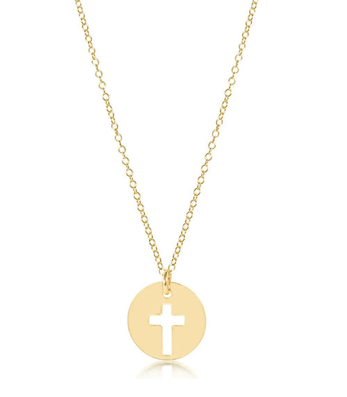 16" necklace gold - blessing gold disc