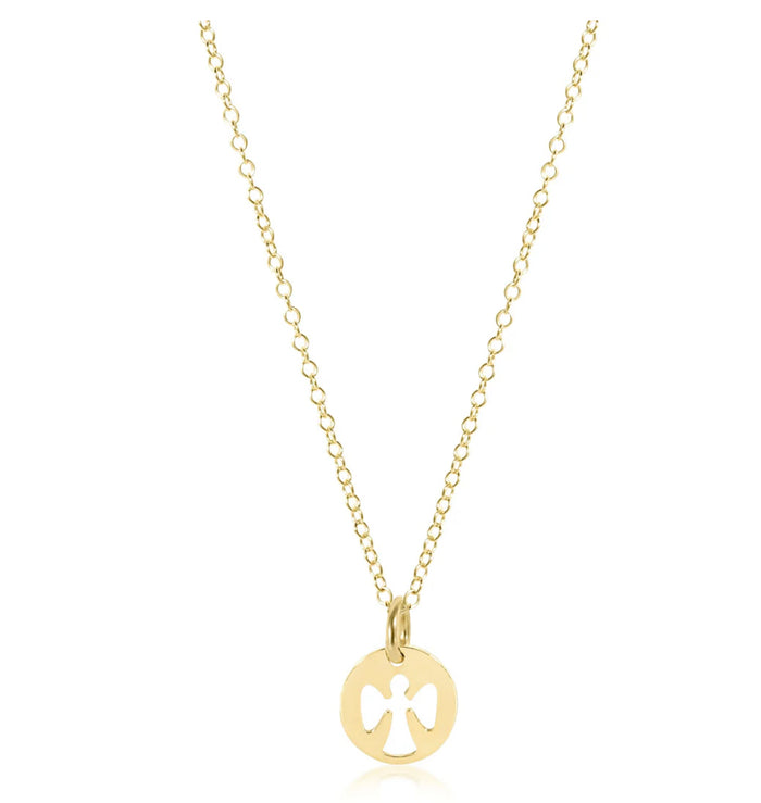 16" necklace gold - guardian angel gold disc