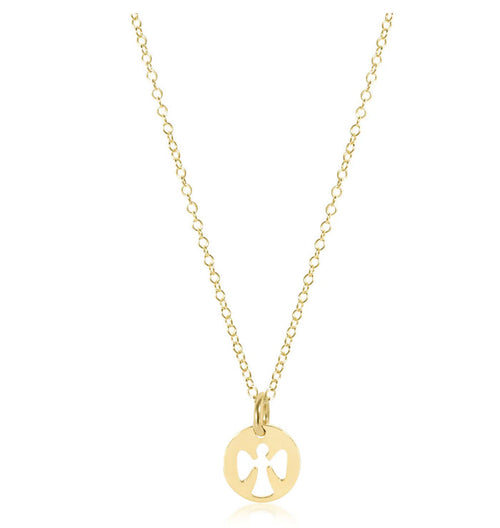 16" necklace gold - guardian angel gold disc