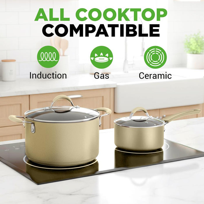 20-Piece Non-Stick Cookware Set, Easy-Clean Aluminum, White