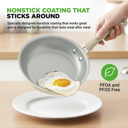 20-Piece Non-Stick Cookware Set, Easy-Clean Aluminum, White