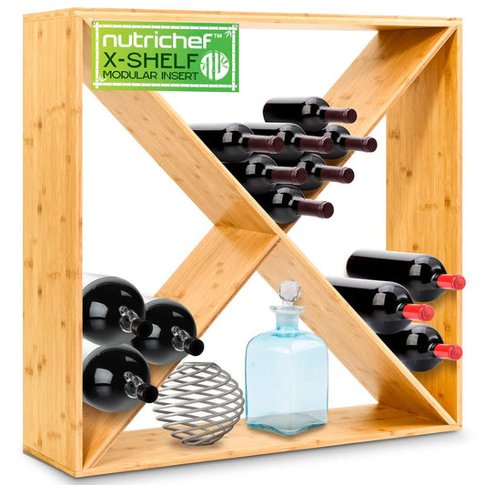 24 Bottle Bamboo Wine Rack - Space-Saving, Sturdy, Natural Finish