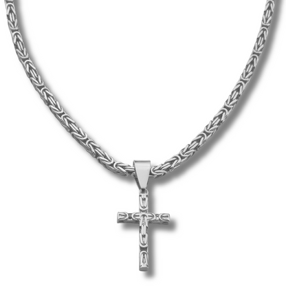 3mm Kreuz Anhänger Königskette - 925er Silber