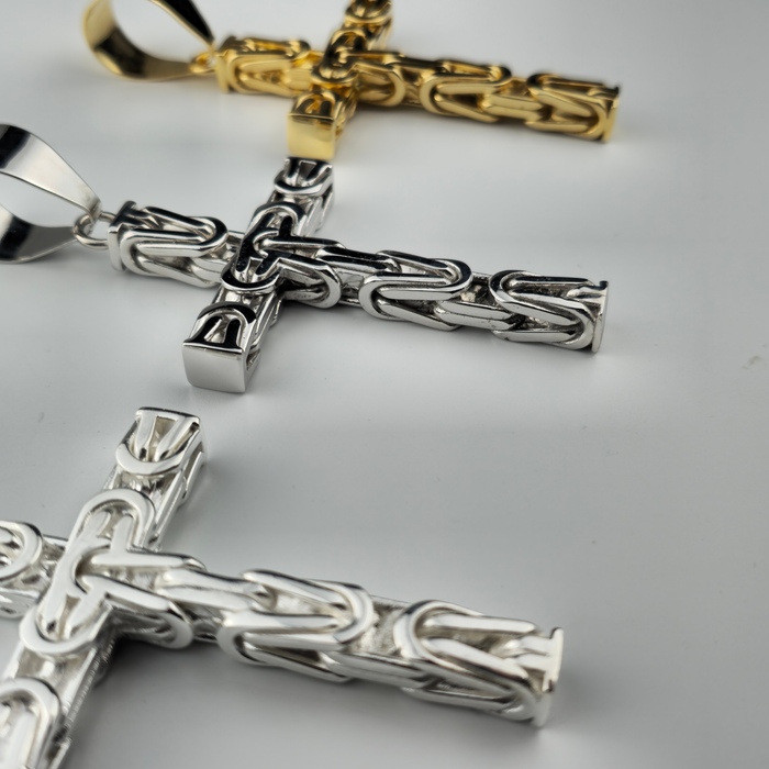 4mm Kreuz Anhänger Königskette - 925er Silber - rhodiniert
