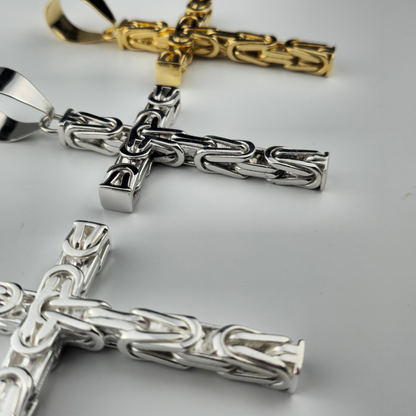 4mm Kreuz Anhänger Königskette - 925er Silber - rhodiniert