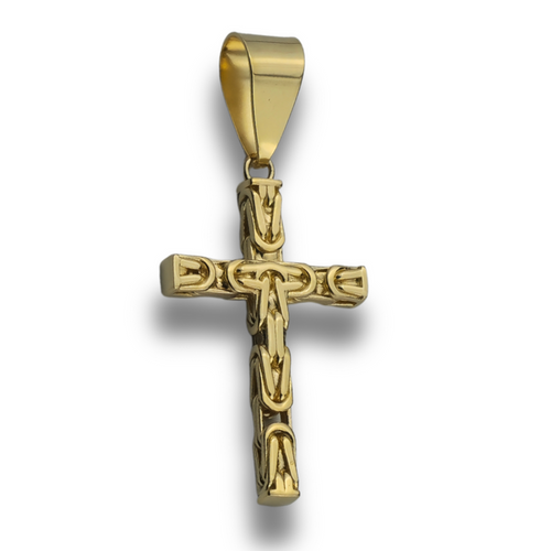 5mm Kreuz Anhänger Königskette - 925er Silber - vergoldet