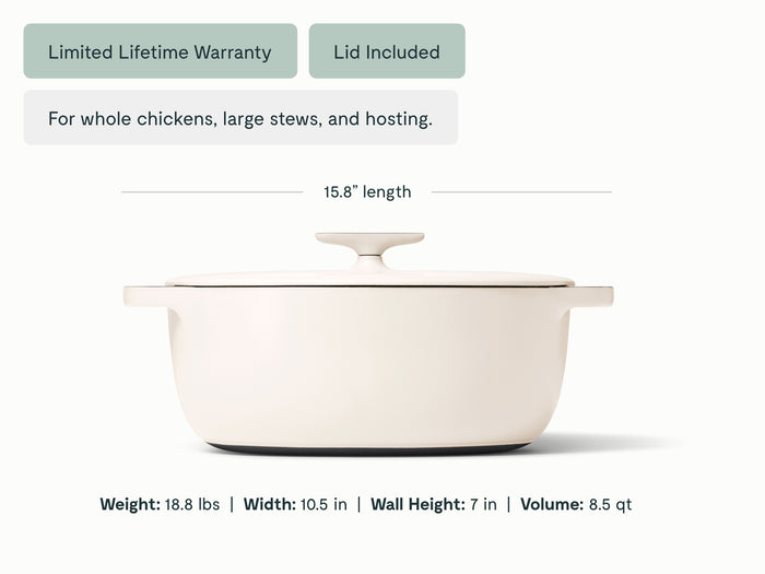 8 qt Enameled Cast Iron Oval Dutch Oven