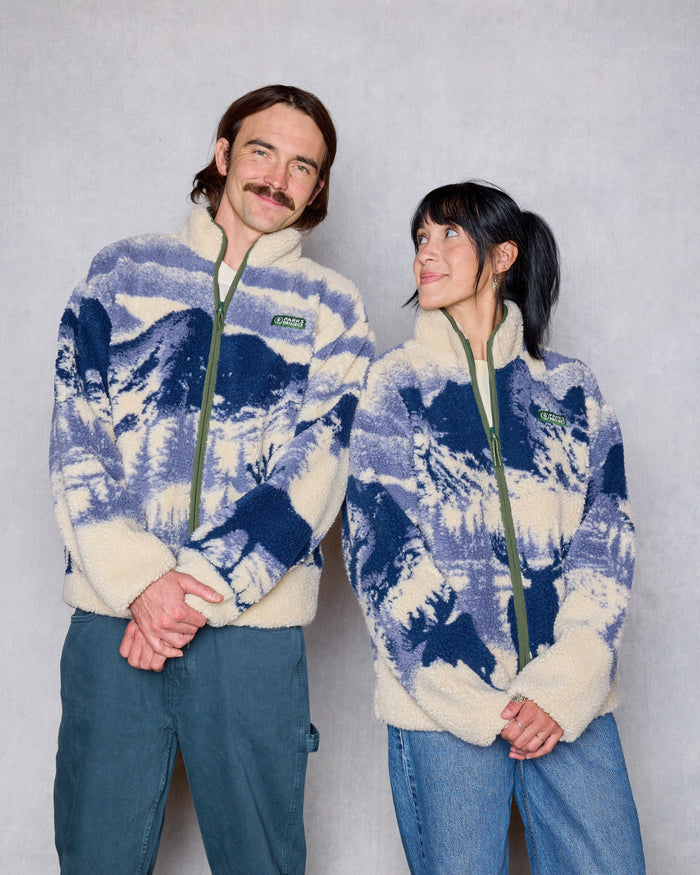 Shop Acadia Moose Full Zip High Pile Fleece Inspired by Acadia | natural-and-navy
