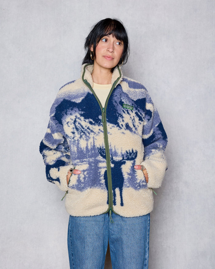 Shop Acadia Moose Full Zip High Pile Fleece Inspired by Acadia | natural-and-navy