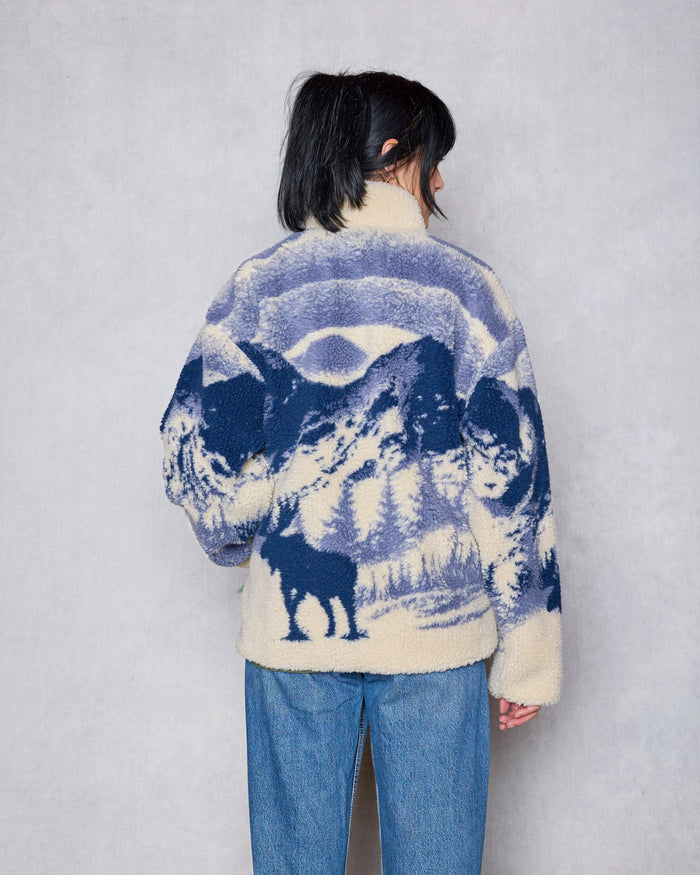 Shop Acadia Moose Full Zip High Pile Fleece Inspired by Acadia | natural-and-navy