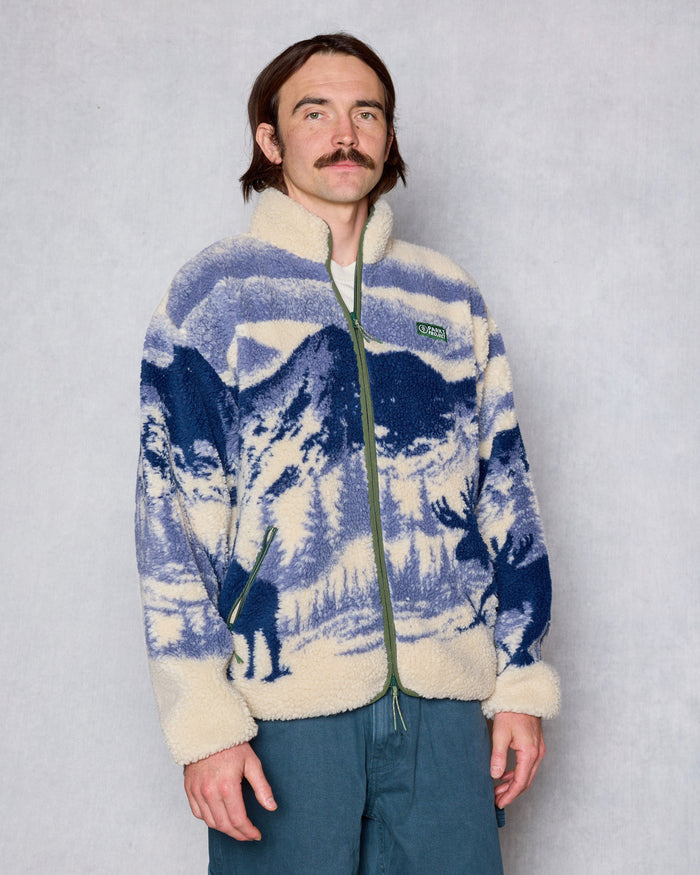 Shop Acadia Moose Full Zip High Pile Fleece Inspired by Acadia | natural-and-navy