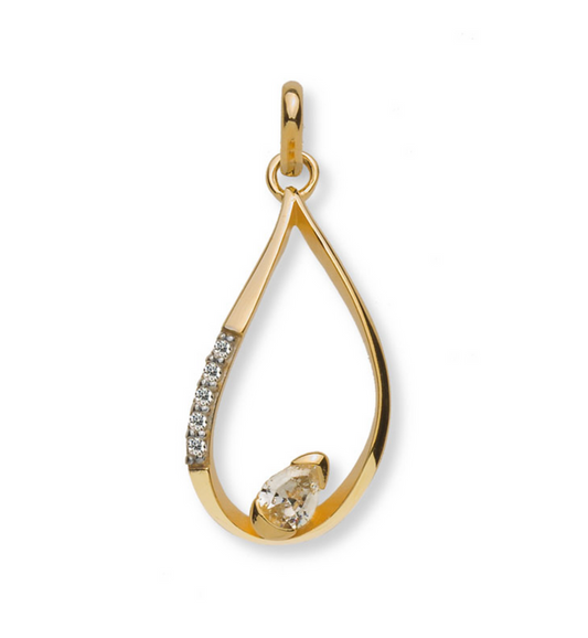 Anhänger Tropfen Gelbgold 375/9K mit Zirkonia - AZI8031