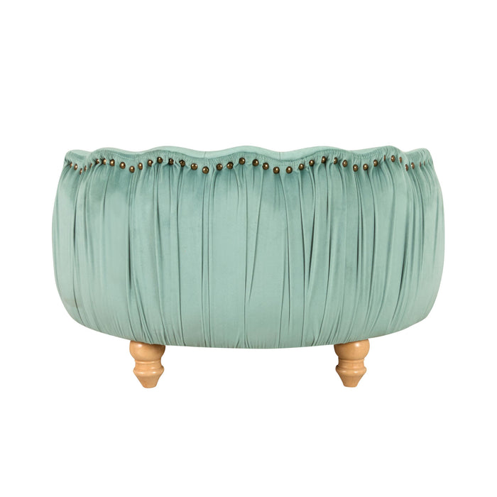 Antoinette Rouched Velvet Pet Bed Seafoam