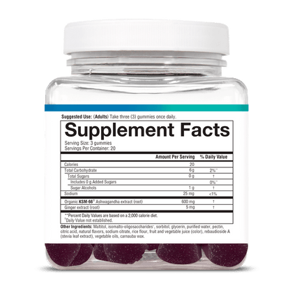 ASHG.92031 Youtheory Ashwagandha Gummies Blueberry Flavor 60 Gummies Product Image - Right