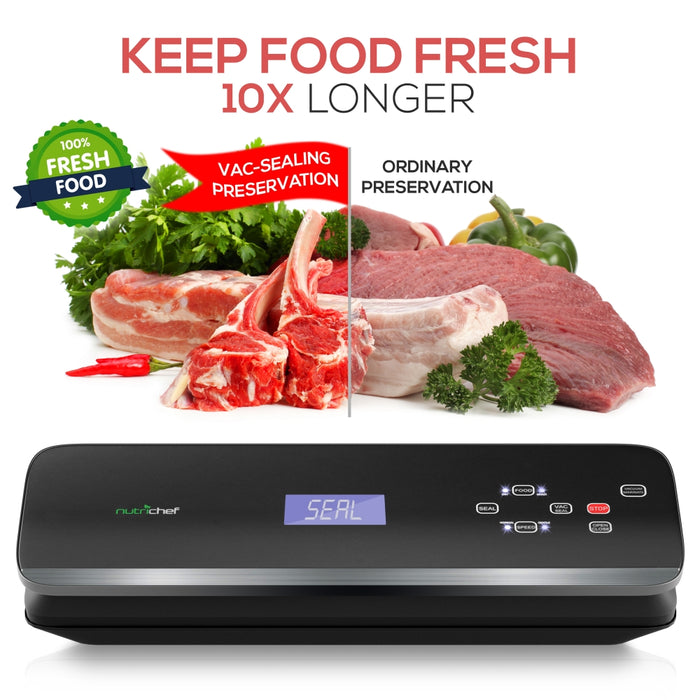 Automatic Food Vacuum Sealer - Electric Air Sealing Preserver System With Soft Touch Digital Button Controls