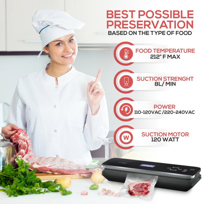 Automatic Food Vacuum Sealer - Electric Air Sealing Preserver System With Soft Touch Digital Button Controls