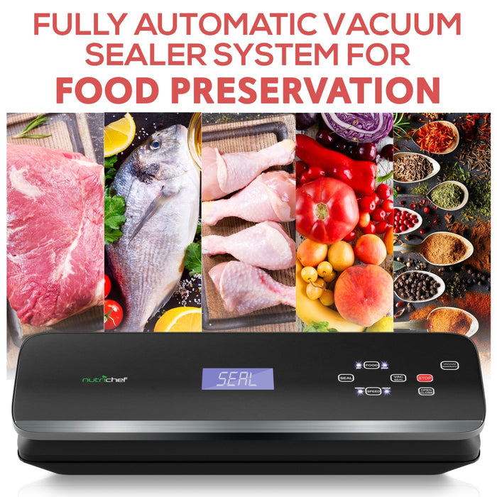 Automatic Food Vacuum Sealer - Electric Air Sealing Preserver System With Soft Touch Digital Button Controls