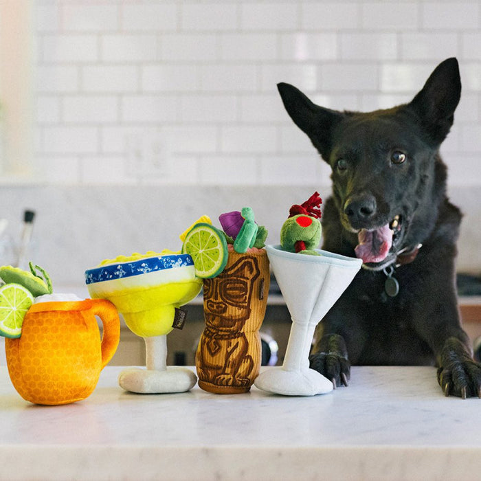 Barktender Pawtini with Olives Crinkle Plush Squeaky Dog Toy