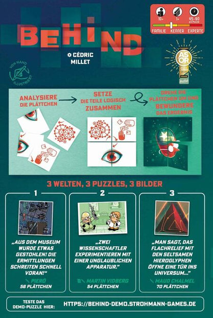 Behind - Drei spannende Puzzle-Deduktions-Räsel für Knobler