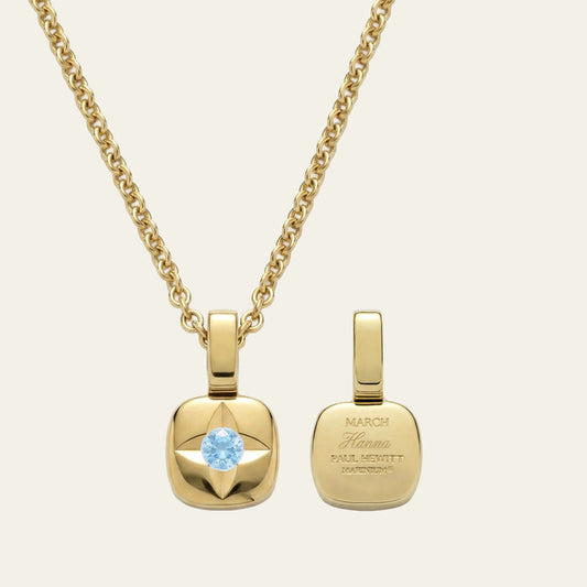 Birthstone March Halskette Gold