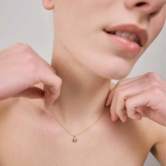 Birthstone March Halskette Gold