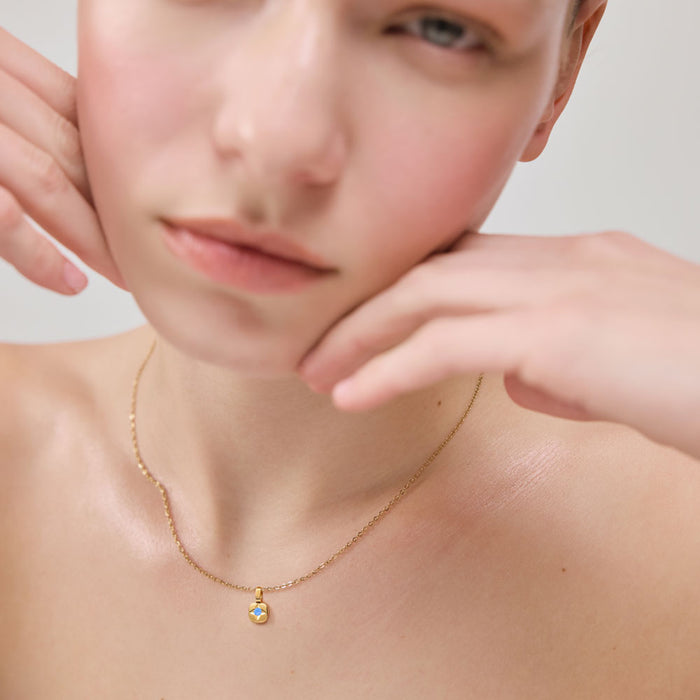 Birthstone March Halskette Gold