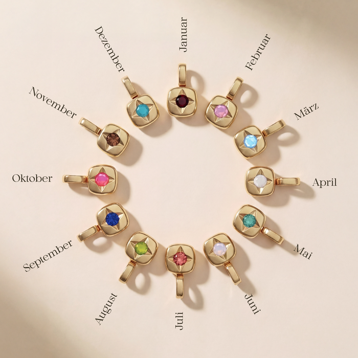 Birthstone March Halskette Gold