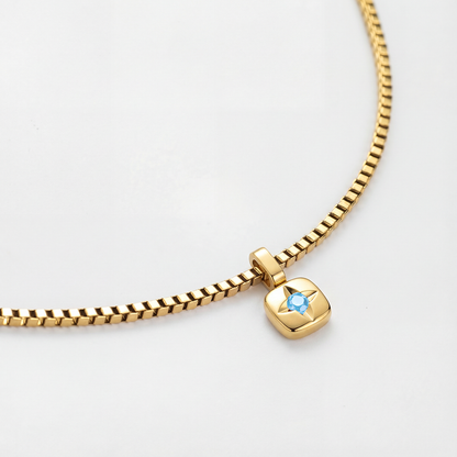 Birthstone March Halskette Gold