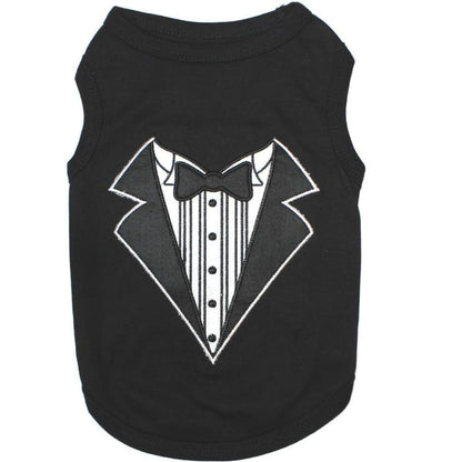 Black Tuxedo Elegant Formal Embroidered Dog T-Shirt