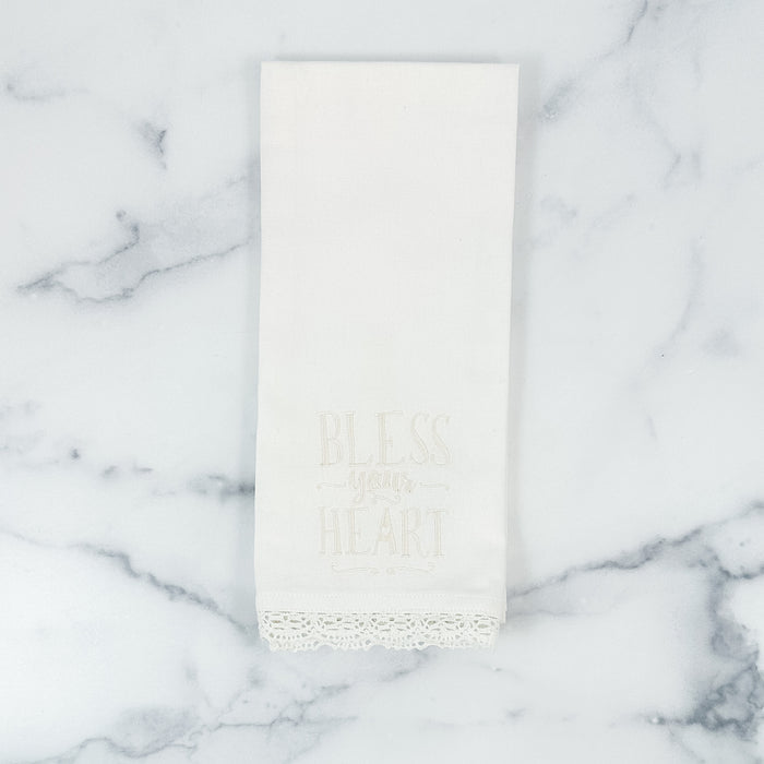 Bless Your Heart white hand towel