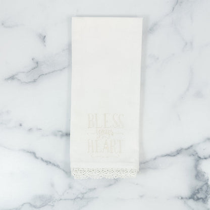 Bless Your Heart white hand towel