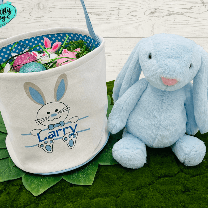 Blue Split Easter Bunny-Easter Basket-Personalized-Embroidered