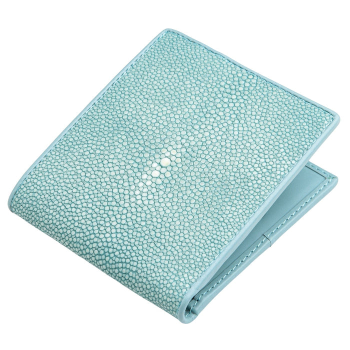 A beautifully handcrafted turquoise stingray wallet, a unique and highly durable men's accessory.