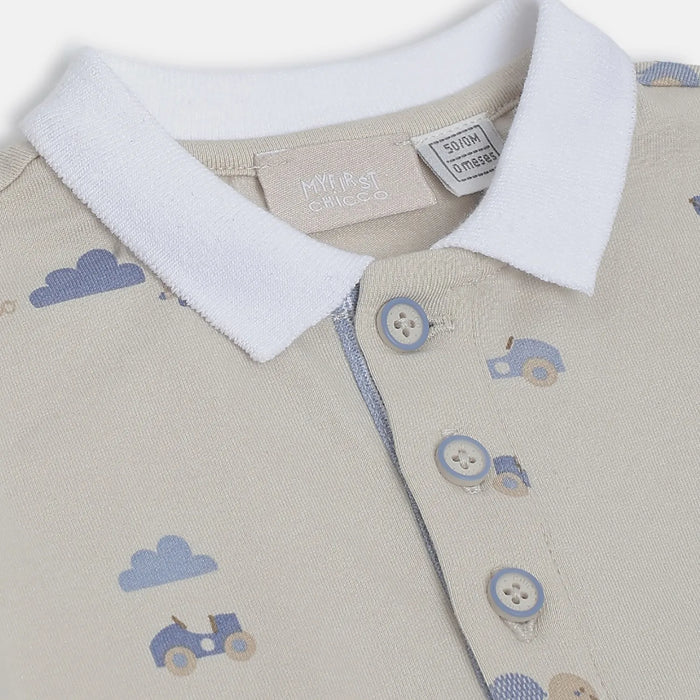 Boys Beige Printed T-Shirt with Shorts
